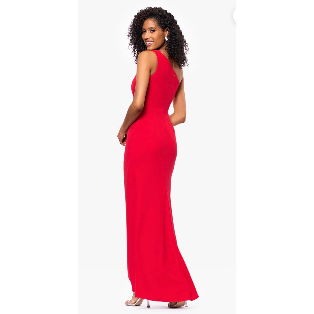 Betsy & Adam Red One-Shoulder Ruched Gown - Size 14 - Picture 3 of 7